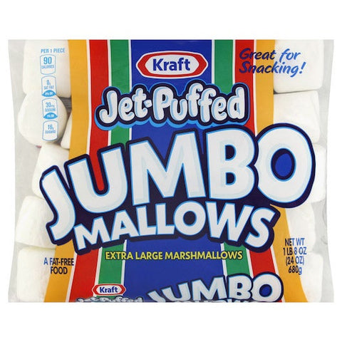 Jet Puffed Jumbo Marshmallow Snack, 24 Ounce -- 8 per case.