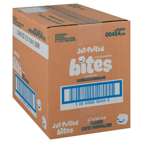 Jet-Puffed Smores Flavored Coated Marshmallow Bites, 4 Ounce Resealable Bag -- 6 per case