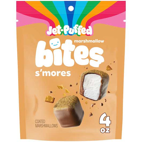 Jet-Puffed Smores Flavored Coated Marshmallow Bites, 4 Ounce Resealable Bag -- 6 per case