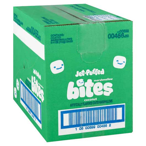 Jet-Puffed Coconut Flavored Coated Marshmallow Bites, 4 Ounce Resealable Bag -- 6 per case