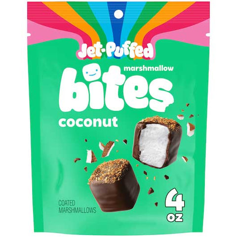 Jet-Puffed Coconut Flavored Coated Marshmallow Bites, 4 Ounce Resealable Bag -- 6 per case