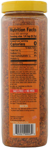 Dash Salt Free Southwest Chipotle Seasoning Blend, 21 Ounce -- 6 per case