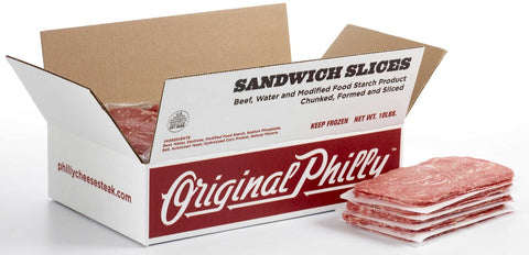 Original Philly WOW Seasoned Beef Sandwich Slices, 5 Ounce -- 32 per case.