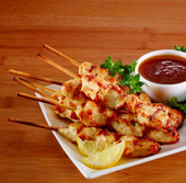 Expresco Fully Cooked Mediterranean Chicken Skewers -- 80 per case.