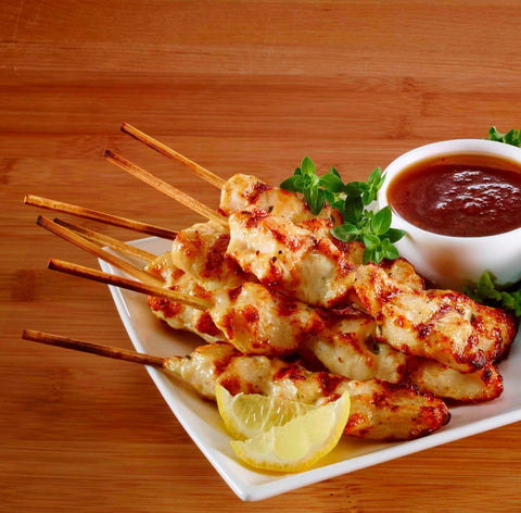 Expresco Fully Cooked Mediterranean Chicken Skewers -- 80 per case.