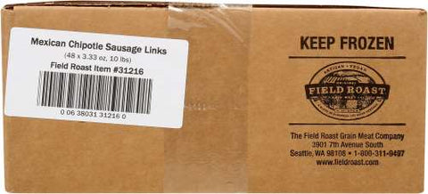Field Roast Plant Based and Vegetarian Mexican Chipotle Sausage, 3.33 Ounce -- 48 per case