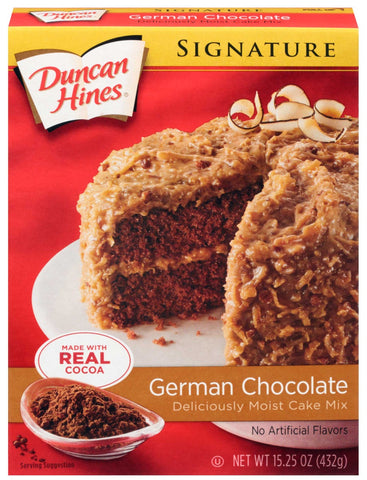 Duncan Hines Signature German Chocolate Cake Mix, 15.25 Ounce -- 12 per case.