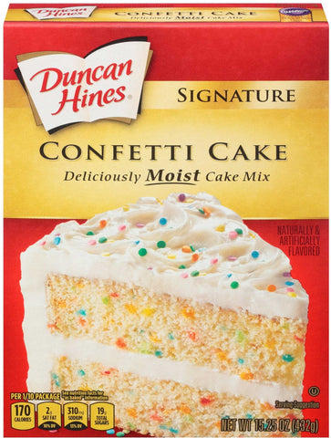 Duncan Hines Signature Confetti Cake Mix, 15.25 Ounce -- 12 per case.