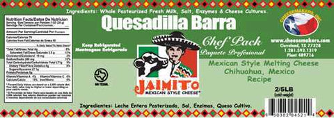 Cheesemakers Quesadilla Barra Asadero, 5 Pound -- 2 Per Case