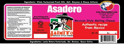 Jaimito Mexican Style Asadero Melting Cheese, 5 Pound -- 4 per case.