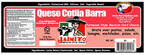 Cheesemakers Barra Cotija Cheese, 5 Pound -- 4 per case.