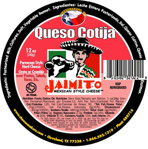 Jaimito Mexican Style Queso Cotija Cheese, 12 Ounce -- 12 per case