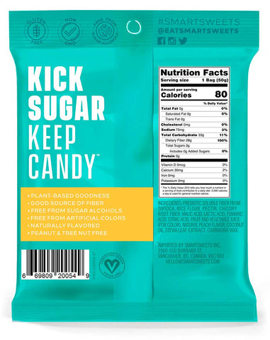 Smartsweets Peach Rings Candy - 12 count per pack -- 6 packs per case