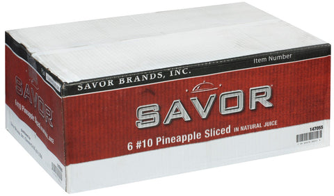 Savor Imports Sliced Packed Pineapple in Natural Juice, Number 10 Can -- 6 per case.