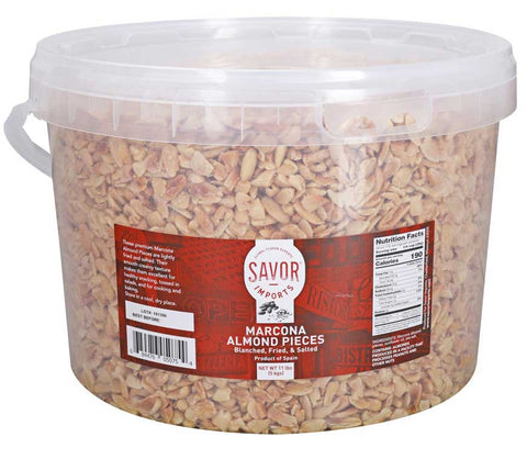 Savor Imports Marcona Chopped Almond Pieces, 11 Pound Pail