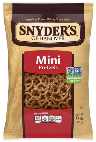 Snyders Of Hanover Mini Pretzel with Hole - Display Shipper, 3.5 Ounce -- 28 per case.