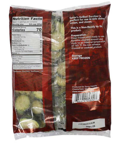 Savor Imports Grilled Zucchini Crinkled Slices, 2 Pound Bag -- 12 per case