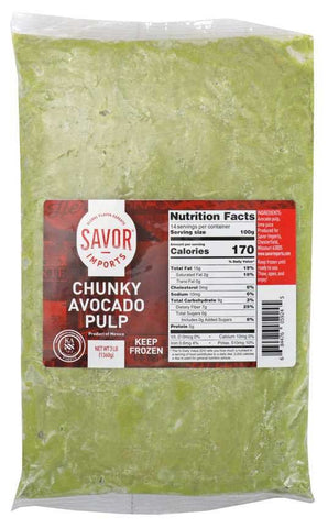 Savor Imports Chunky HPP Avocado Pulp, 3 Pound -- 4 per case