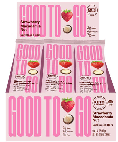 Good To Go Keto Strawberry Macadamia Nut Snack Bar, 1.41 Ounce -- 81 per case