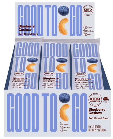 Good To Go Keto Blueberry Cashew Snack Bar, 1.41 Ounce -- 81 per case