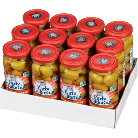 Early California Pimento Stuffed Queen Olives, 7 Ounce -- 12 per case.
