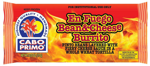 Cabo Primo En Fuego Bean and Cheese Burrito, 6.05 Ounce -- 80 per case.