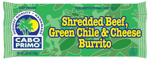 Cabo Primo Shredded Beef Green Chile Cheese Burrito, 5.35 Ounce -- 80 per case