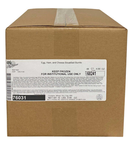 Los Cabos Egg Ham 3 Cheese Breakfast Burrito, 4 Ounce -- 48 per case