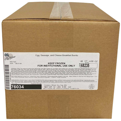 Los Cabos 3 Cheese Egg Pork Sausage Burrito, 4 Ounce -- 48 per case
