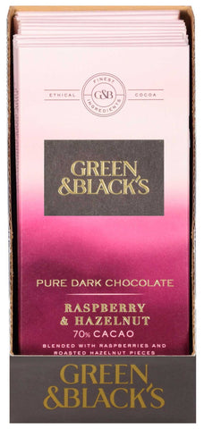 Cadbury Green and Blacks Organic Raspberry and Hazelnut Chocolate Bar, 3.17 Ounce -- 12 per case.