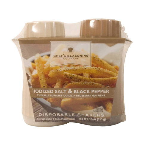 Chefs Seasoning Salt and Pepper Disposable Shaker, 5.5 Ounce -- 12 per case.