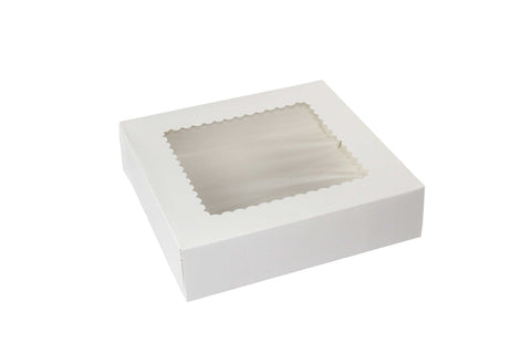 Boxit Windowed One Piece White Bakery Box, 10 x 10 x 2.5 inch -- 200 per case.