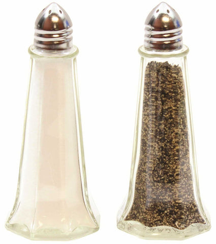 Tablecraft Eiffel Salt and Pepper Chrome Top Glass Shaker, 1 Ounce -- 24 per case