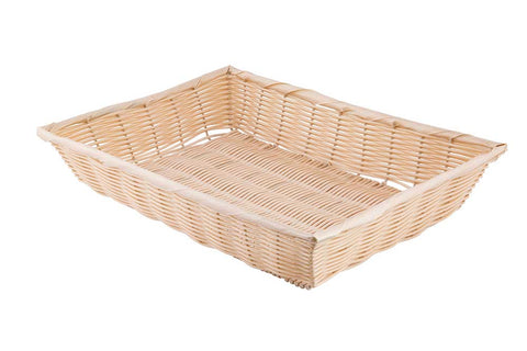 Tablecraft Polypropylene Natural Rectangular Handwoven Basket, 18 x 12 1/2 x 3 1/8 inch -- 6 per case.