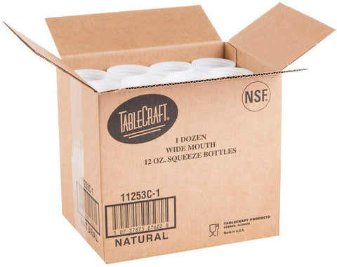 Tablecraft Widemouth Natural Squeeze Bottle Dispenser, 12 Ounce -- 12 per case