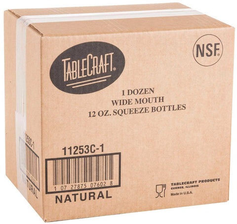 Tablecraft Widemouth Natural Squeeze Bottle Dispenser, 12 Ounce -- 12 per case