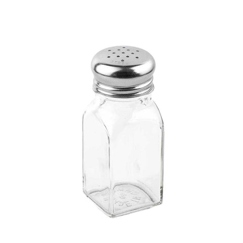 Tablecraft Square Stainless Steel Top Glass Salt and Pepper Shaker, 2 Ounce -- 72 per case
