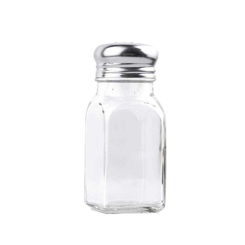 Tablecraft Square Stainless Steel Top Glass Salt and Pepper Shaker, 2 Ounce -- 72 per case