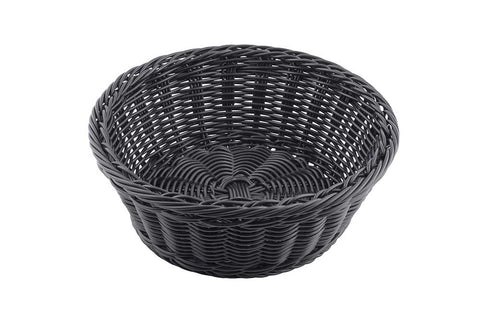 Tablecraft Handwoven Ridal Collectionl Round Serving Basket - Black Color, 8 1/4 x 3 1/4 inch -- 12 per case