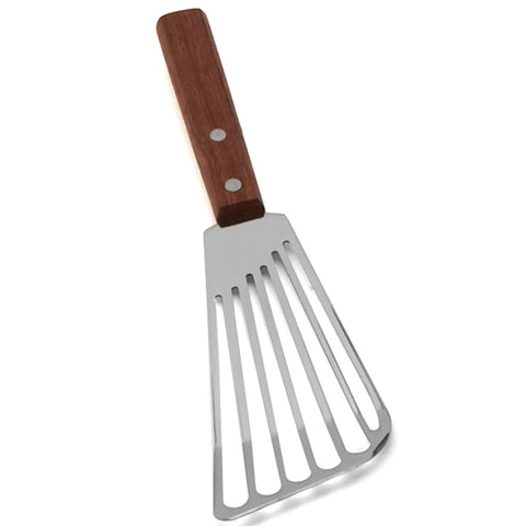 Tablecraft Stainless Steel Fish Turner with Wood Handle, 6 inch.