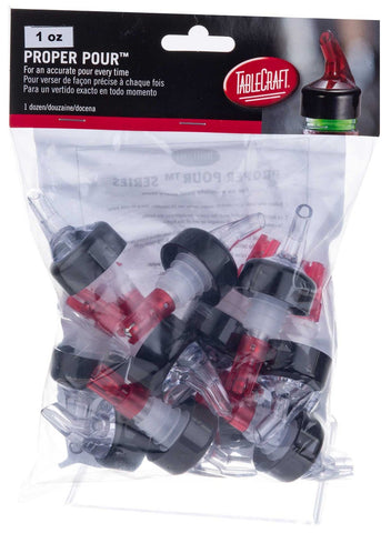 Tablecraft Clear Spout Red Tube Proper Pourer, 1 Ounce -- 12 per case