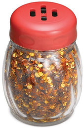 Tablecraft Glass Shaker with Plastic Slotted Red Top, 6 Ounce -- 12 per case