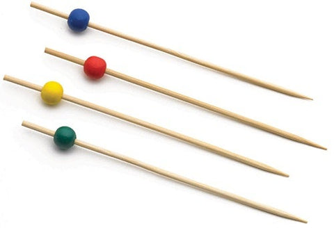 Tablecraft Bamboo Pick with Assorted Balls, 4.5 inch -- 12 per case