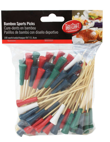 Tablecraft Bamboo Golf Tee Sport Pick, 4.5 inch - 100 count per pack -- 12 packs per case