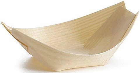 Tablecraft Large Disposable Wood Boat, 5 Ounce - 50 count per pack -- 12 packs per case