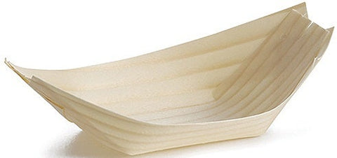 Tablecraft Extra Large Disposable Wood Boat, 8 Ounce - 50 count per pack -- 12 packs per case
