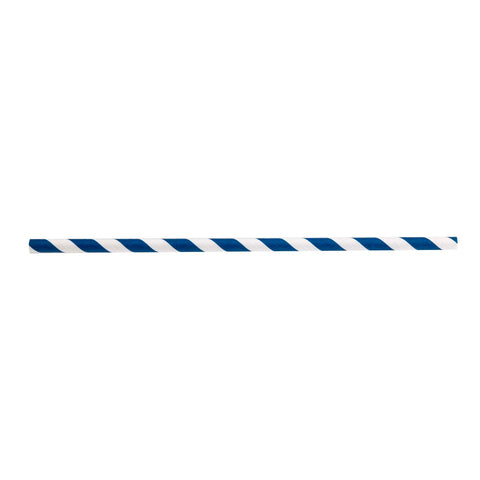 Tablecraft Individually Wrapped Blue Striped Paper Straw, 7.75 inch -- 500 per case