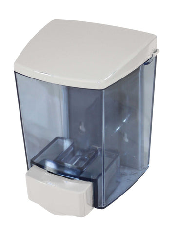 Impact Products ClearVu Encore White Bulk Lotion Soap Dispenser, 6 1/4 inch Length x 4 1/2 inch Width x 4 inch Height -- 12 per case.