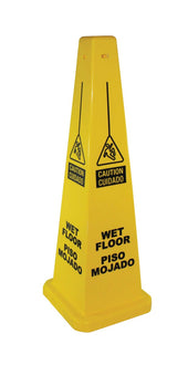 Impact Products Yellow Four Sided Spanish Caution Wet Floor Sign, 36 inch Height x 12 inch Width -- 5 per case.