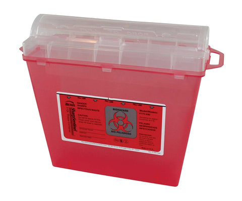 Impact Products Red Transparent Sharps Container, 5 Quart -- 32 per case.